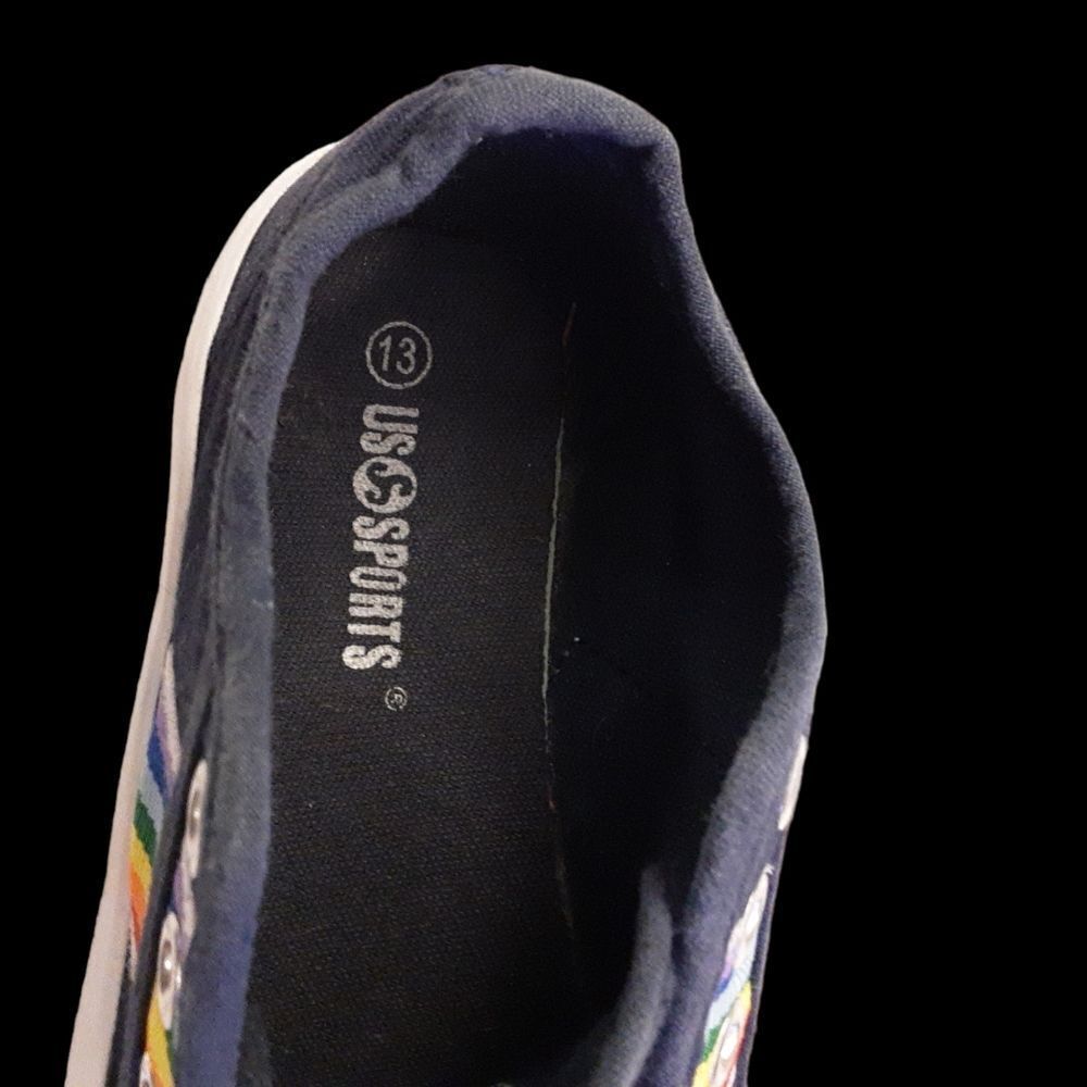 US Sports Sneakers‎ Navy Rainbow Rubber Toe Kids sz 13 - Picture 11 of 13